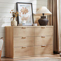 LEYAOYAO Fluted 5 Drawers Dresser Set of 2, 41" Tall Modern Chest of Drawers with Metal Handle, Curved Profile Dresser TV Stand, Wooden Drawer Organizer for Bedroom, Living Room, Hallway, Lightgrey