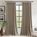StangH 62 inches Wide Camel Beige Curtains Rod Pocket Velvet Room Darkening Thermal Insulated Window Drapes for Sliding Door/Bedroom/Nursery Boys/Hallway, W62 x L84, 2 Panels