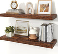 Floating Shelves for Wall, 9.3" Deep Wall Mounted Rustic Wood Shelves for Bathroom, Bedroom, Living Room, Kitchen, Hanging Shelf for Books/Storage/Room Decor (Brown, 30")