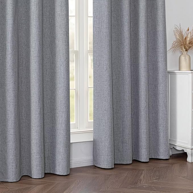 100% Blackout Curtains 84 Inch Length 2 Panels Set, Black Out Curtains for Living Room, Light Grey Thermal Insulated Grommet Drapes Bedroom Luxury Decor Privacy(70W × 84L inch, Light Grey)