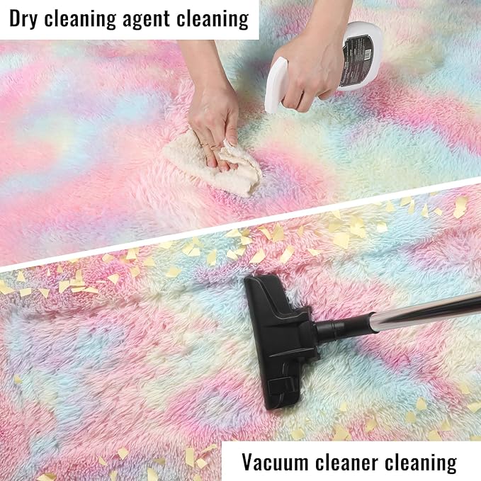 PAGISOFE Rainbow Rugs 6x9, Large Fluffy Soft Carpet,Plush Shaggy Rugs for Bedroom Girls,Kids Rooms,Fuzzy Nursery Rug for Baby's Toddler's Room, Clorful Rooms Decor for Teenage Pastel Kawaii Princess