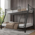 VECELO Bunk Bed Twin Over Full, Metal Bunkbeds with Ladder and Full-Length Guardrail, No Box Spring Needed, Space Saving, Noise Free, Matte Black