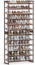 SONGMICS Shoe Rack, 12-Tier Shoe Organizer, Metal Rack for Garage, Set of 2, 6-Tier Stackable Shelf, with Adjustable Flat or Angled Shelves, Holds 48-60 Pairs, Bronze ULMR12A