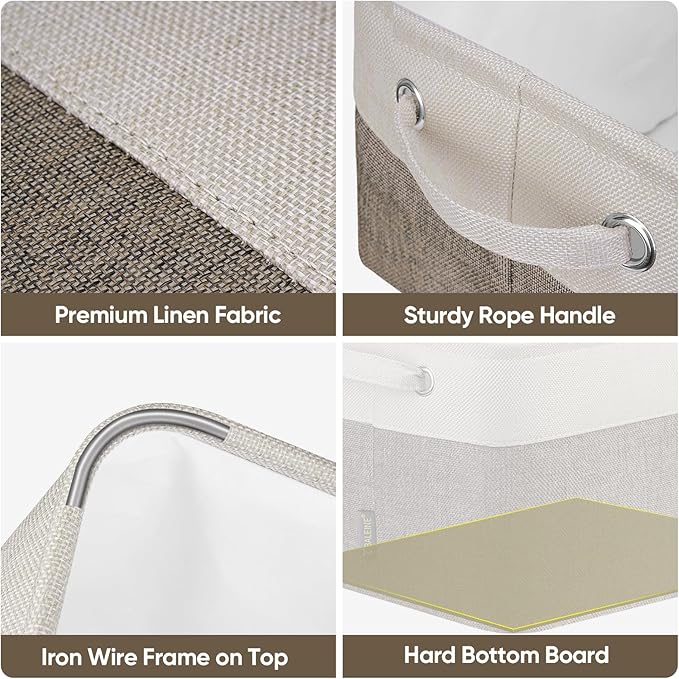 BALEINE 1 Pack Fabric Storage Bins for Shelves, Linen Storage Baskets for Organizing, Decorative Closet Bins for Clothes, Home (Brown, 15''x11''x9.5'')