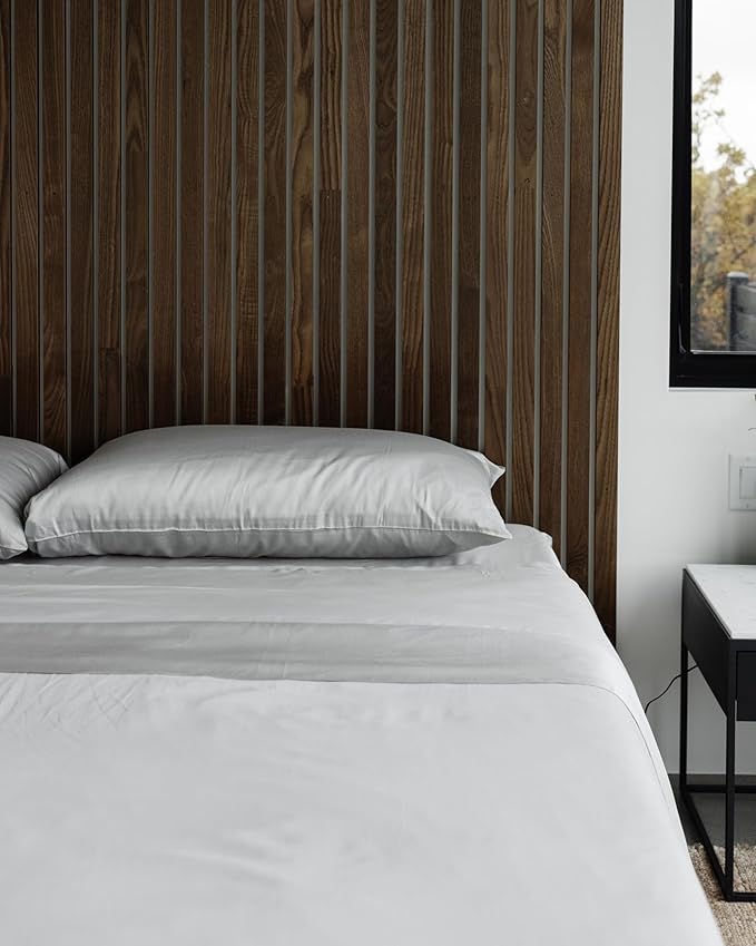 Cozy Earth Luxury Bed Sheet Set - 100% Viscose from Bamboo Fabric, Ultra-Soft & Breathable, Fits Regular & Deep Pocket Mattresses up to 20" - 4 Pieces Queen Sheet Set Gray