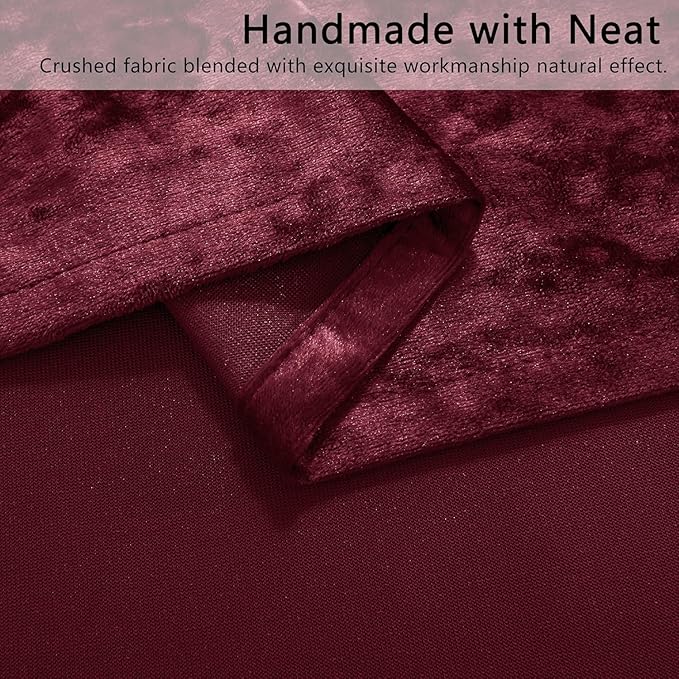 SMILETIME Burgundy Red Crushed Velvet Curtains 52x84 inch Luxurious Thermal Insulated Soundproof Drapes for Living Room Bedroom Office Soft and Durable Light-Filtering Window Treatments, 2 Panels