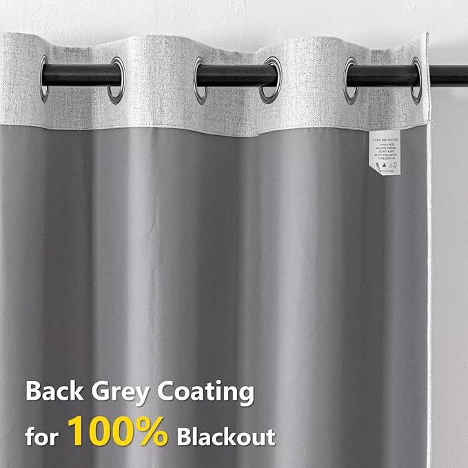 100% Blackout Curtains 108 Inches Long 2 Panels Set, Black Out Curtains for Living Room, Off-White Thermal Insulated Grommet Drapes Bedroom Luxury Decor Privacy(52W × 108L inch, Off-White)