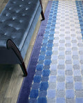 Custom Length Hallway Runner Rug,Slip Resistant,Checkered Blue, 26 Inch X 20 feet, Sold and Priced Per Foot