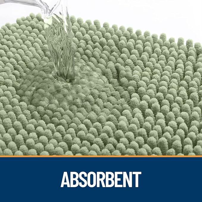 OLANLY Dog Door Mat for Muddy Paws 54x24, Absorbs Moisture and Dirt, Absorbent Non-Slip Washable Doormat, Quick Dry Chenille Mud Mat for Dogs, Entry Indoor Entryway Carpet for Inside Floor, Sage Green