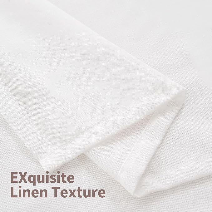 YoungsTex White Linen Curtains 40 Inches Length for Short Window, Light Filtering Drapes Semi Sheer with Grommet Lightweight for Bathroom Kitchen Window Over Sink, 2 Panels, 42 X 40 Inch