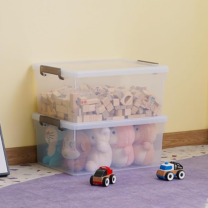 Citylife 33 Qt. Plastic Storage Bins with Lids Large Stackable Storage Containers for Organizing Clear Durable Storage Box, 4 Pack