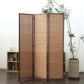Furnnylane 3 Panel Bamboo Room Divider and Folding Panel Screen,Bamboo Panel Divider for Room Separation,Brown,67" H x 46" W