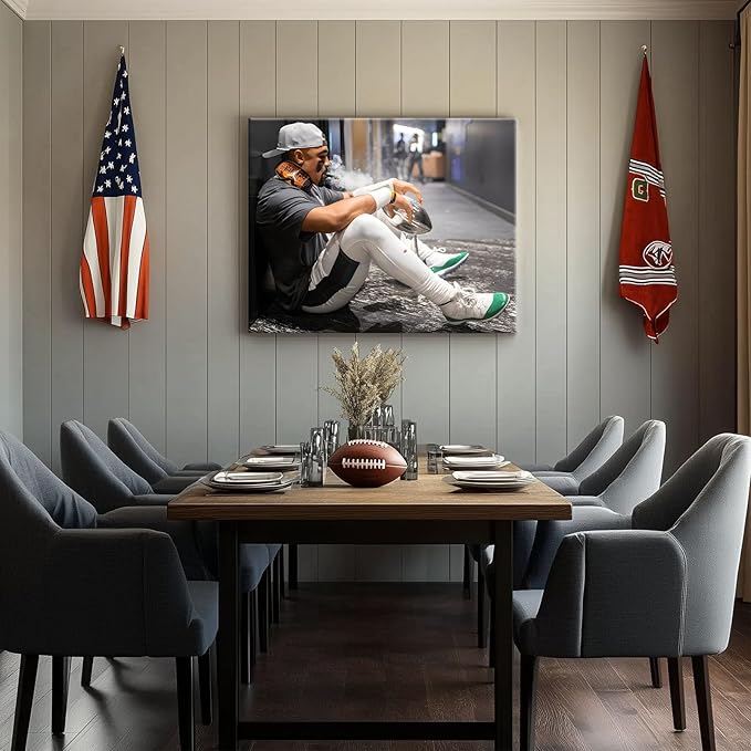 B.B.F MAKE 2025 Super Canvas Bowl Wall Art Champions Eagles Poster Print Philadelphia Hurts Painting Canvas Wall Decor Sports Stars Picture Modern Bedroom Living Room Home Decoration, Framed 11x14inch