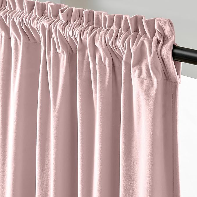 Lazzzy Velvet Blackout Curtains Thermal Insulated Room Window Drapes Super Soft Luxury Curtains for Living Room Bedroom Rod Pocket 2 Panels, Dusty Pink, 52" W x 108" L