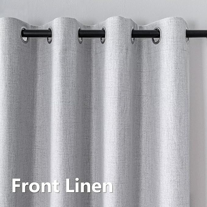 100% Blackout Curtains 108 Inches Long 2 Panels Set, Black Out Curtains for Living Room, Off-White Thermal Insulated Grommet Drapes Bedroom Luxury Decor Privacy(52W × 108L inch, Off-White)