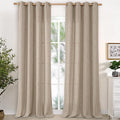 YoungsTex Extra Long Linen Curtains 108 Inch Length for Living Room, Light Filtering with Drapes Bronze Grommet Privacy for Bedroom Farmhouse Decorative, Dark Oatmeal, 52 x 108 Inch, 2 Panels