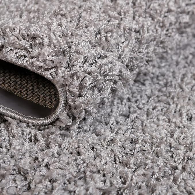 Unique Loom Solid Shag Collection Area Rug (2' x 6' 5" Runner, Cloud Gray)