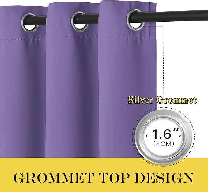 NICETOWN Blackout Room Divider Curtains for Sliding Glass Doors 102 Inches Long 1 Panel, Extra Wide Curtains for Doorway Patio Bedroom Living Room (Lilac Purple, 80Wx102L, 1 Panel)