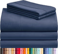 LuxClub 5 PC Split King Sheet Set, Deep Pockets Wrinkle Free Cooling Bed Sheets Hotel Bedding for Women, Men, Includes 2 Fitted Sheet, 1 Flat Sheet and 2 PillowcasesSoft Navy