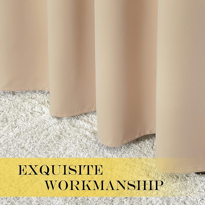 NICETOWN Blackout Curtains & Drapes for Living Room - Grommet Window Treatment Thermal Insulated Solid Sound Reducing Drapes for Bedroom (Biscotti Beige, 1 Panel, W52 x L90)