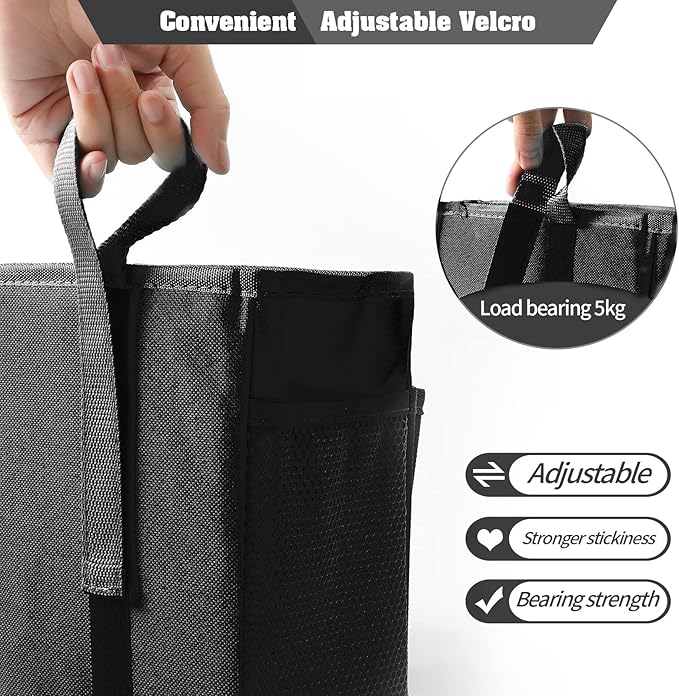 Bseash Bunk Bed Organizer, Bedside Caddy Hanging Bed Organizer Storage Bag with 4 Pockets and 2 Hooks, for College Dorm Rooms Bed, Hospital Bed, Baby Bed Rails, 600D Oxford Cloth (Black)