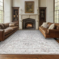 jinchan Lima 6x9 Machine Washable Area Rugs for Living Room - Vintage Floral Stain Resistant Low Pile Ultra-Thin Non Slip Accent Rug for Bedroom Kitchen Dining Room Home Office (6x9ft, Taupe)