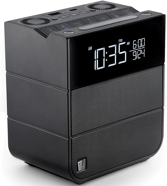 Soundfreaq Sound Rise II, SFQ-16: Bedside Alarm Clock Radio & Bluetooth Speaker, with Large Display Screen, FM Radio, Fast USB Charging, and Nature Sound