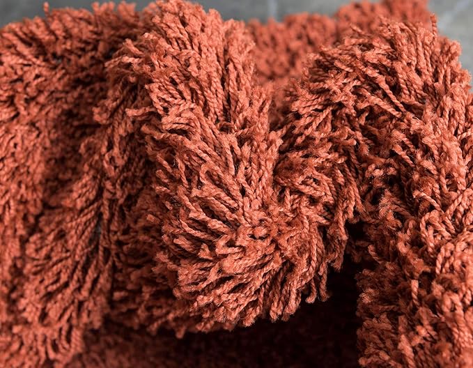 Unique Loom Solid Shag Collection Area Rug (6' 1" x 9' Rectangle, Terracotta)