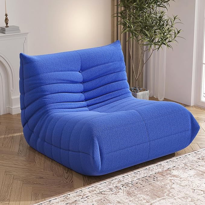 Bean Bag Chair, Memory Foam Bean Bag Sofa Large Bean Bag Chair for Adults, Bean Bags Chairs for Teens with High Density Comfortable Foam, Bean Bag for Living Room, Bedroom (Blue)