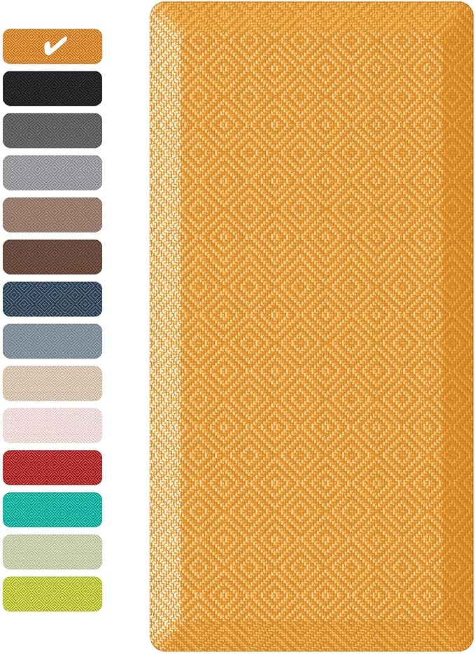 Ophanie Kitchen mats for Floor, 3/4 inch Thick, Kitchen Rugs, 20''x39'' Anti Fatigue Standing Cushioned Mat, Waterproof,Comfort Ergonomic mat for Office, Home, Sink,Orange Non-Slip Bottom