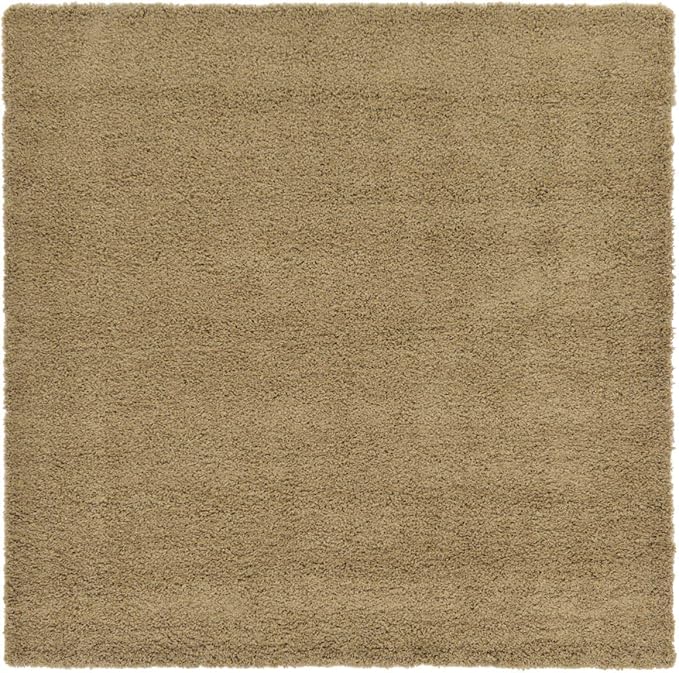 Unique Loom Solid Shag Collection Area Rug (7' 10" Square, Sandy Brown)