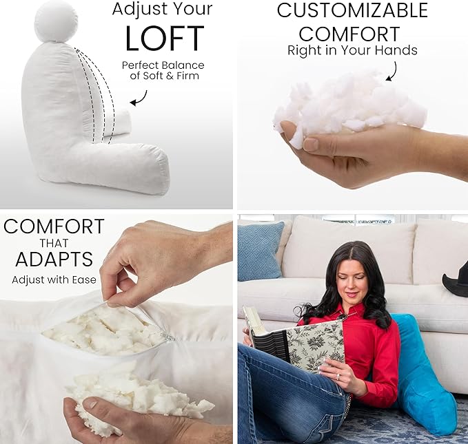 Husband Pillow Aspen Rodeo Blue, Reading Pillow Bed Rest Chair, Two-Sided Reversible Fabric, Large Lounge Cushion Adult Backrest with Arms, Comfy Back Support for Sit Sitting Up, Wash/Remove Cover