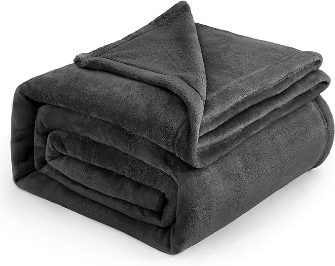 Bedsure GentleSoft Fleece Bed Blankets Large Size Charcoal - Soft Lightweight Fuzzy Cozy Luxury Oversized King Blanket Microfiber, Room Home Decor Gifts for Women and Men, 120x120 inches