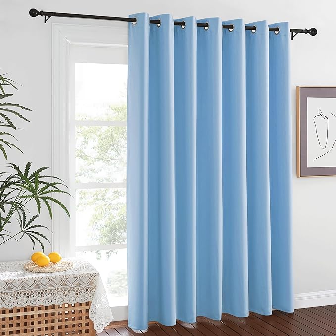 NICETOWN Blue Room Divider Curtains 100 inches Wide Curtains, Grommet Thermal Insulated Blackout Window Treatment Room Darkening for Sliding Glass Door Bedroom, 1 Panel, W100 x L84