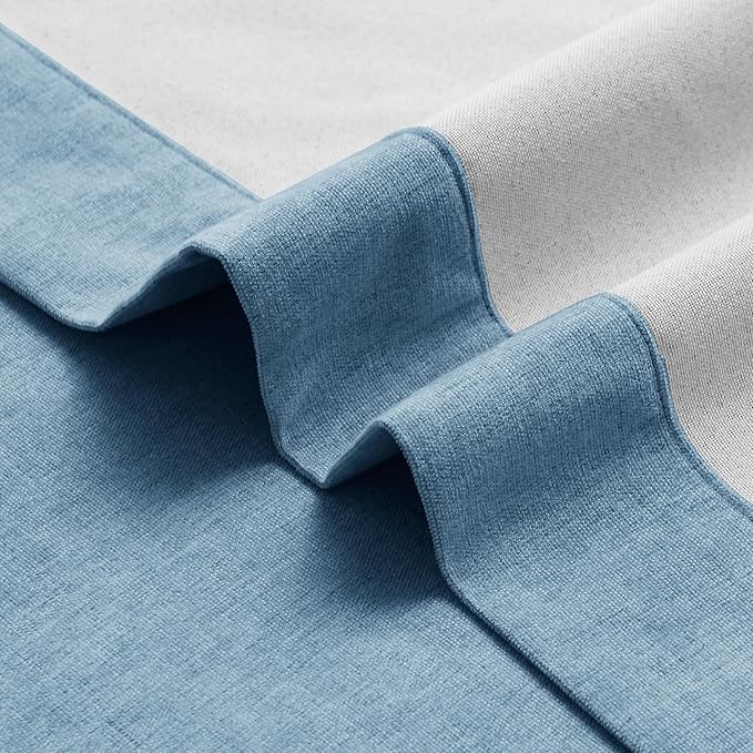 Macochico 100% Blackout Curtains Thermal Insulated Noise Reducing Chenille Curtains for Hotel Auditorium Bedroom Living Room Grommet Ashtray Blue Curtains with Tieback Classic 52" Wx84 L 1 Panel
