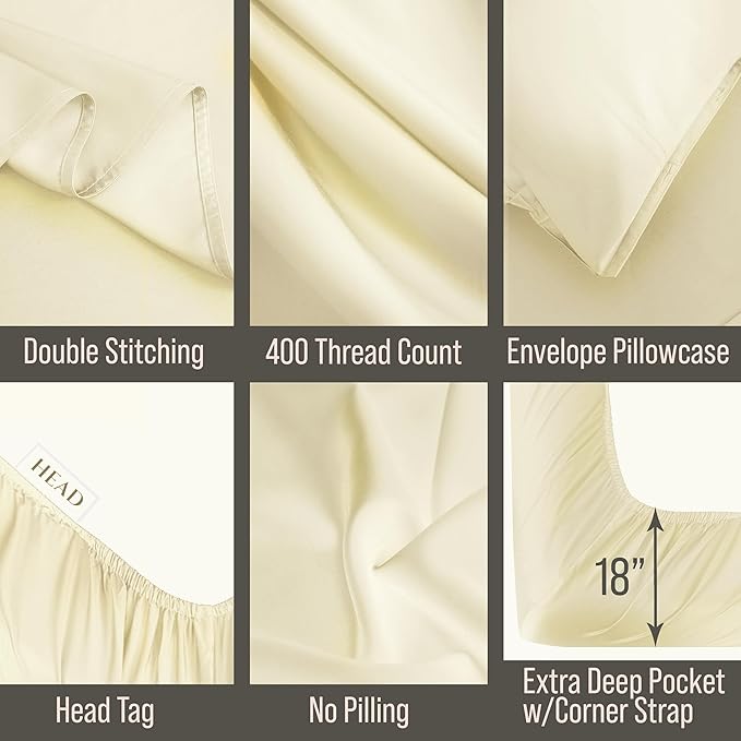Bella Coterie Luxury Bamboo Viscose Twin XL Size Sheet Set | 100% Organically Grown | Ultra Soft | Cooling for Hot Sleepers | 18" Deep Pocket [Lemonade]