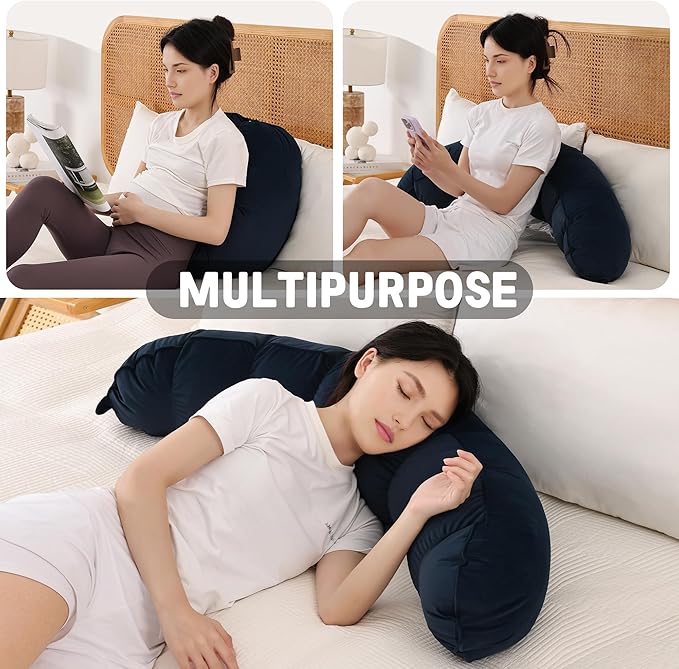 Peallow(Pat. Pend) – Long Round Body Pillow for Adults, Bolster Pillow for Sleeping, Soft and Supportive Pillow for Sleeping & Lumbar Support (Teal Blue,47")