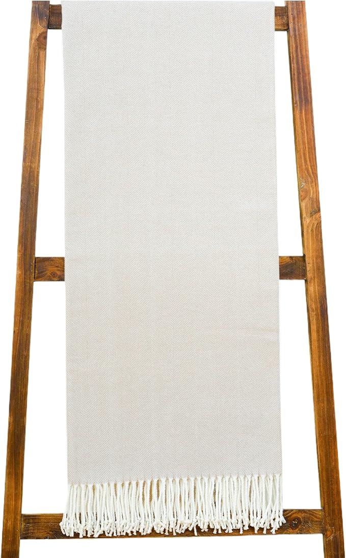 Alashan Cotton Acrylic Adirondack Herringbone Woven Throw (Bisque)