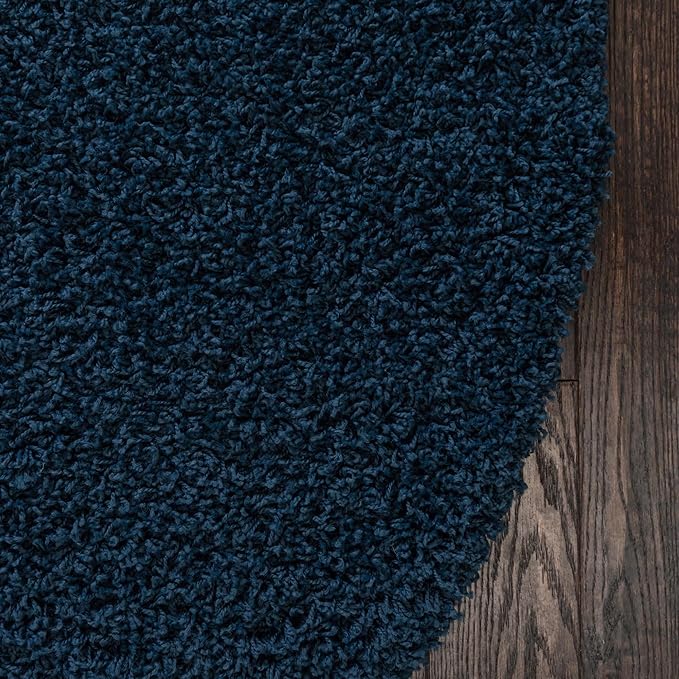 Unique Loom Solid Shag Collection Area Rug (5' 1" x 8' Oval, Sapphire Blue/ Navy Blue)