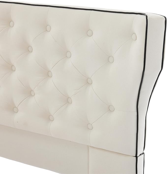 Christopher Knight Home Salus Linen Upholstered Queen Size Bed Frame with Headboard, Modern Queen Bed Frame and Headboard, Wooden Slats Support, Easy Assembly, No Box Spring Needed, Beige