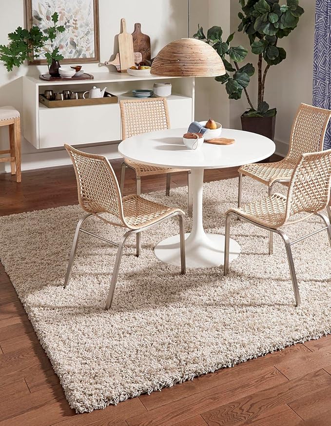 Unique Loom Solid Shag Collection Area Rug (3' 3" Square, Taupe)