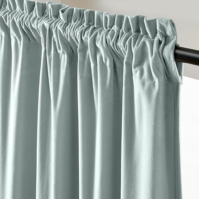 Lazzzy Velvet Blackout Curtains Thermal Insulated Room Window Drapes Super Soft Luxury Curtains for Living Room Bedroom Rod Pocket 2 Panels, Misty Blue, 52" W x 120" L