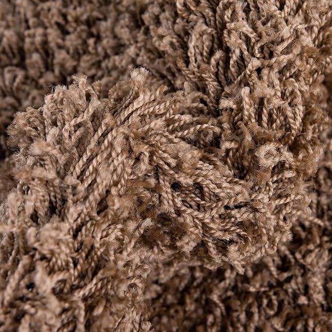 Unique Loom Solid Shag Collection Area Rug (3' 3" x 5' 3" Oval, Sandy Brown)