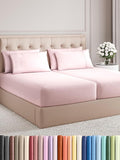Split King 7 Piece Sheet Set - Cooling & Breathable - Hotel Luxury Bedding Includes Fitted Sheets for Women, Men, Kids & Teens - 1 Flat, 2 Fitted Sheets, 4 Pillowcases w/Deep Pockets - Lavender Pink