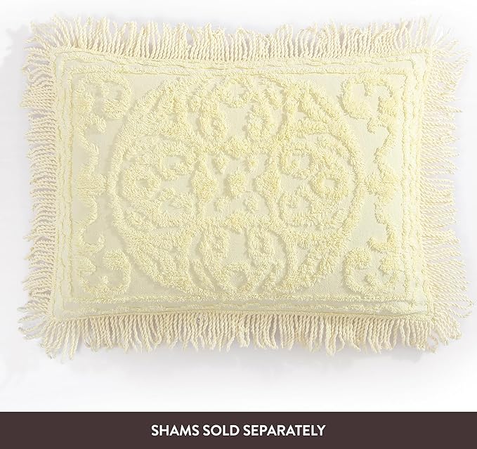Beatrice Home Fashions Medallion Chenille Bedspread, King, Yellow