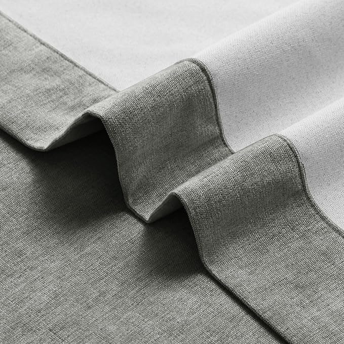 Macochico 100% Blackout Chenille Curtains Thermal Insulated Noise Reducing Velvet Draperies for Living Room Bedroom Hotel Rock Grey Blackout Curtains Grommet Top with Tieback 84" Wx84 L 1 Panel