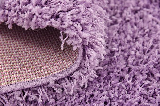 Unique Loom Solid Shag Collection Area Rug (8' Square, Lilac)
