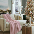 Cloud Scape Linen 100% Cotton Throw Blanket 50x70 Seashell Pink, Luxury All-Season Warmth, Ultra Soft, Oversized Herringbone Gauze Blanket for Winter, Bed, Couch & Sofa Decor, Best Gift Idea