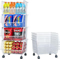 TidyFriend Plastic Stackable Storage Bins Clear - 4 Pack Large Open Front Bins For Toy Organizers and Pantry, Kitchen, Bathroom Essentials