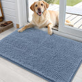 OLANLY Dog Door Mat for Muddy Paws 35x24, Absorbs Moisture and Dirt, Absorbent Non-Slip Washable Doormat, Quick Dry Chenille Mud Mat for Dogs, Entry Indoor Entryway Carpet for Inside Floor, Airy Blue